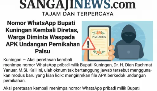 Nomor WhatsApp Bupati Kuningan Kembali Diretas, Warga Diminta Waspada APK Undangan Pernikahan Palsu