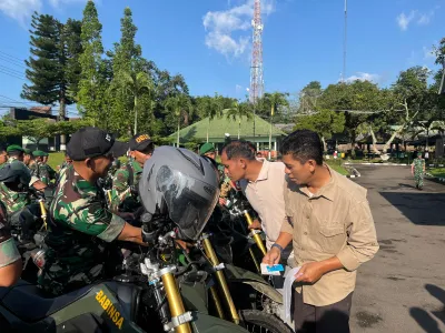 Cek Kendaraan Dinas Kodim 0615/Kuningan, Inventris Negara Harus Di Jaga Dan Dirwat Dengan Tanggung Tawab